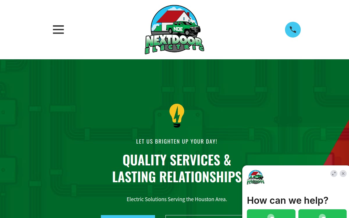 Nextdoor Electric electrician website homepage