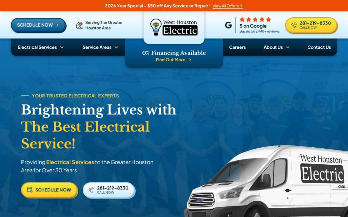 West Houston Electric electrician website homepage