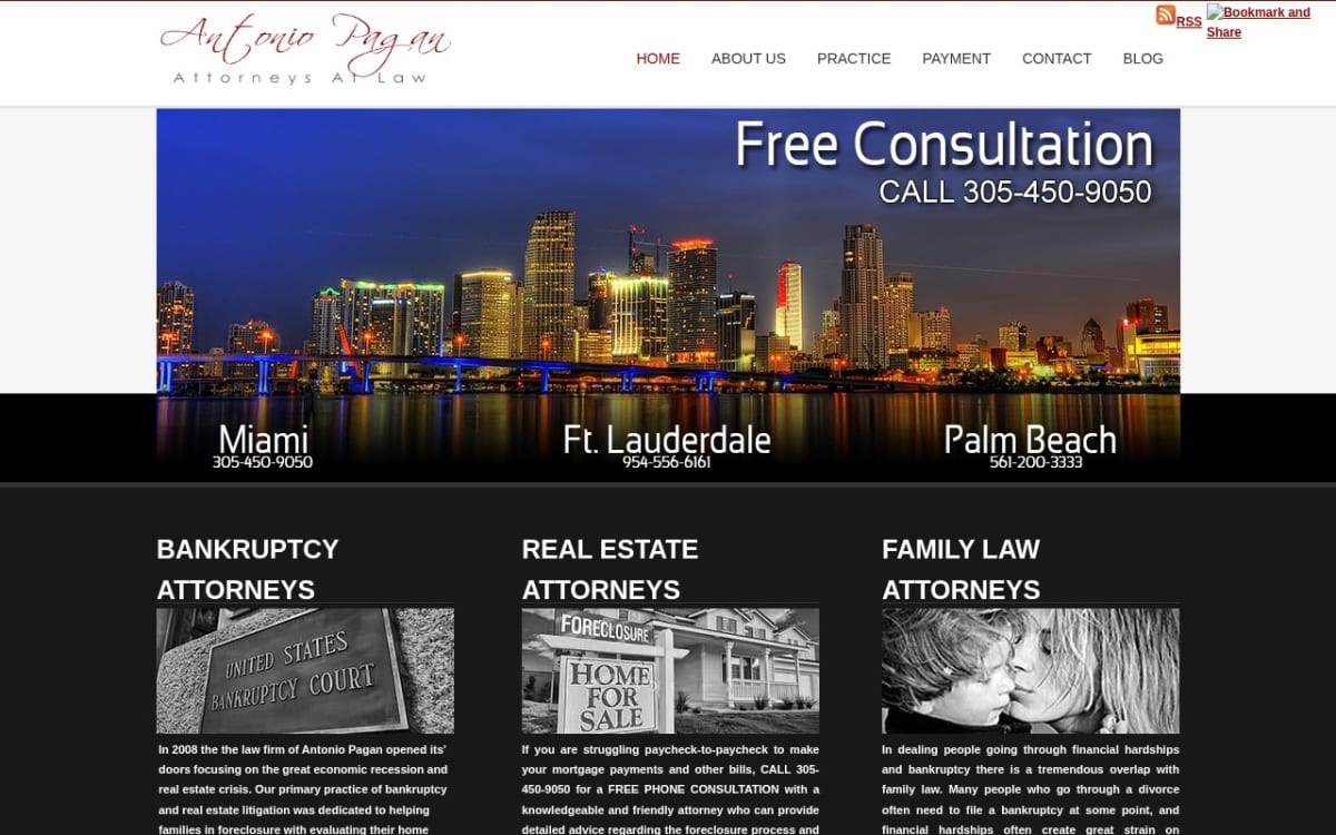 Antonio Pagan, Attorneys at Law family lawyer website homepage