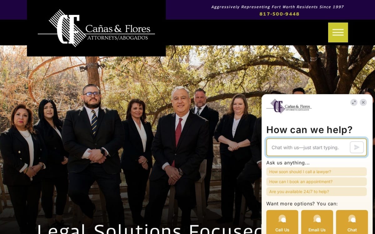 Cañas and Flores Attorneys family lawyer website homepage