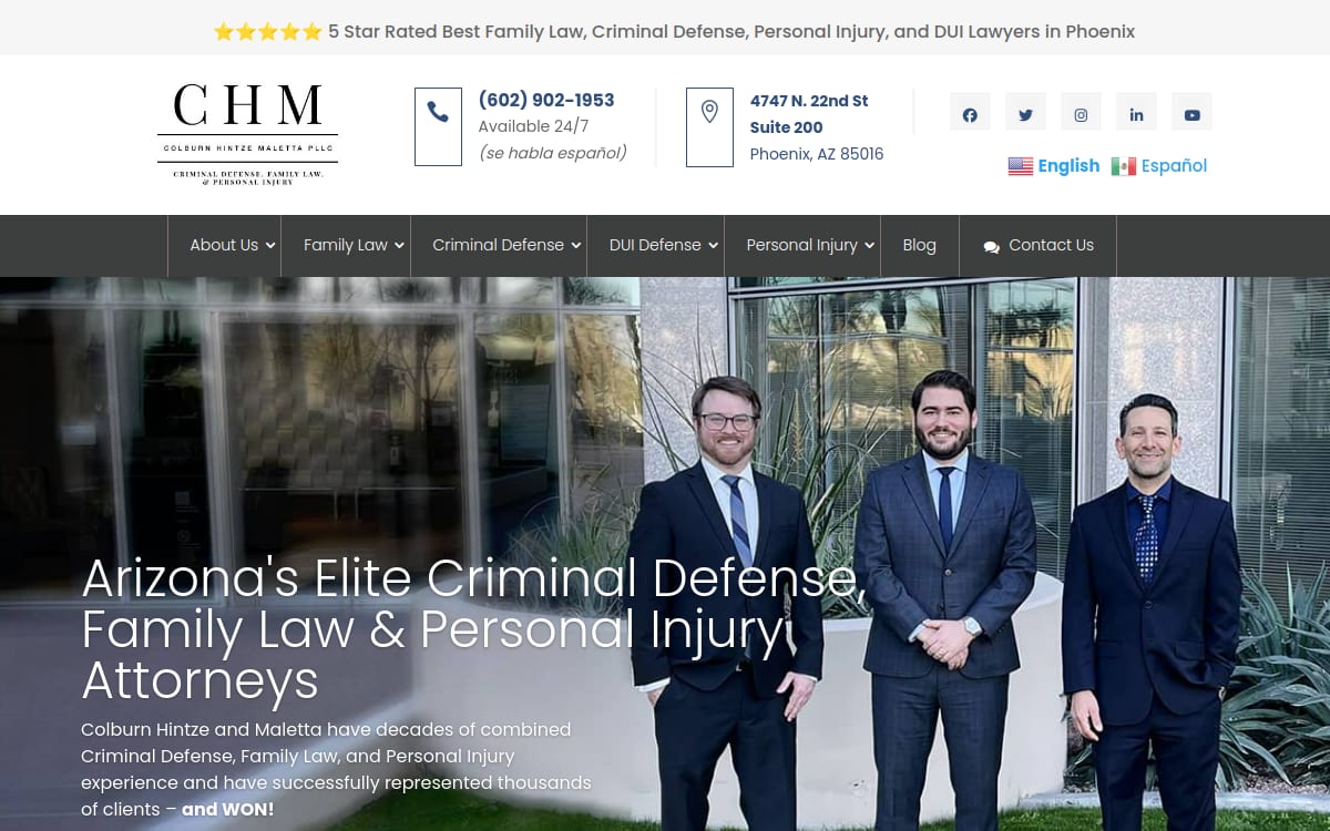 Colburn Hintze Maletta, PLLC family lawyer website homepage