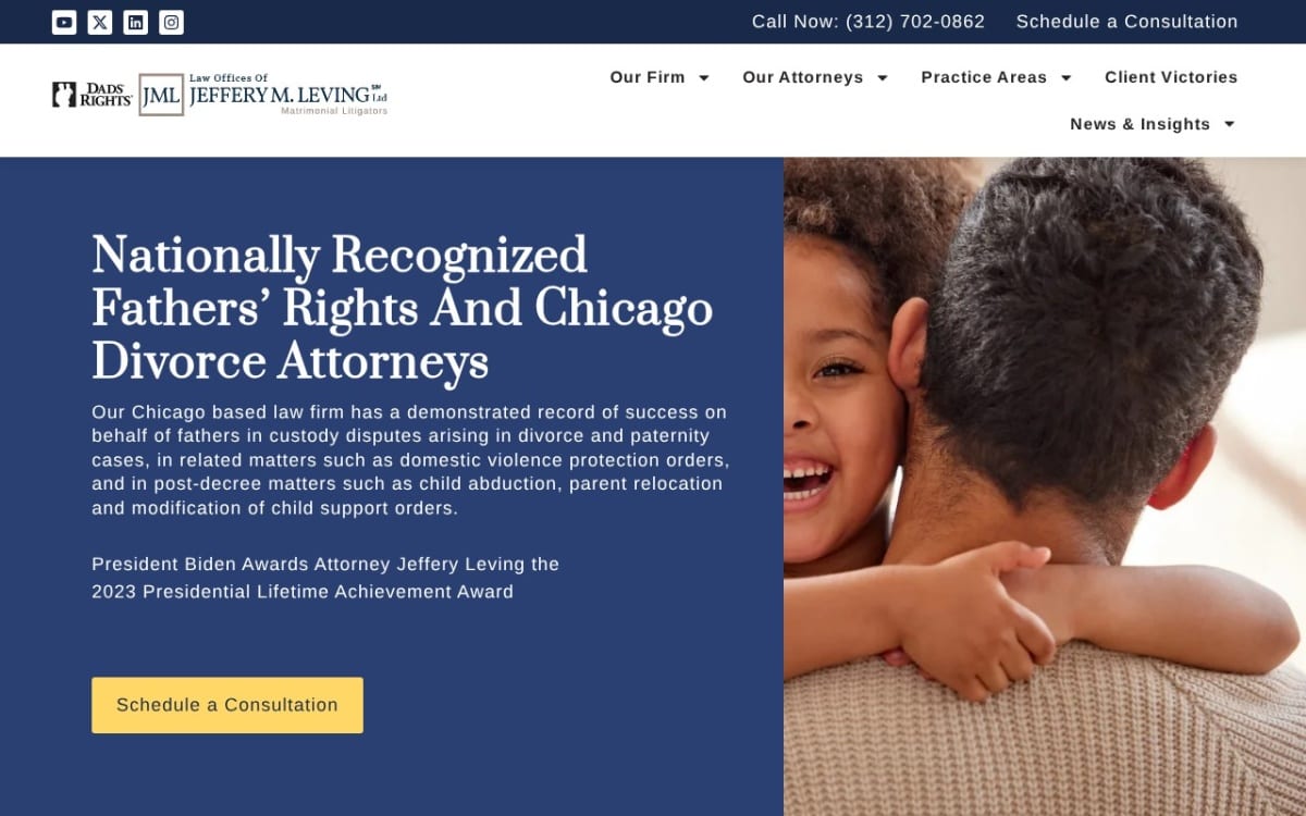 The Law Offices of Jeffery M. Leving, Ltd. family lawyer website homepage