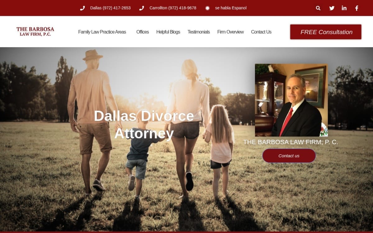 THE BARBOSA LAW FIRM, P. C. family lawyer website homepage