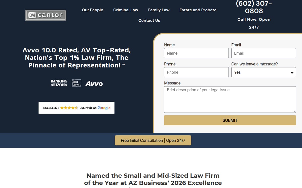 DM Cantor family lawyer website homepage
