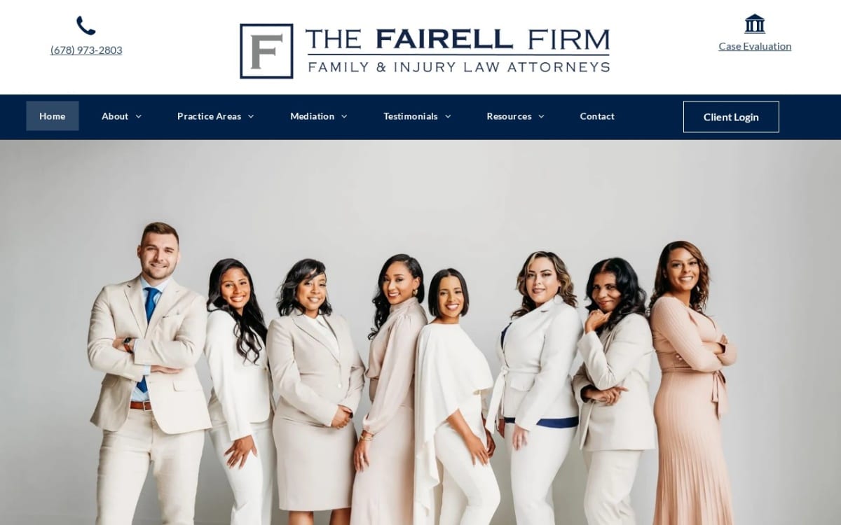 The Fairell Firm family lawyer website homepage