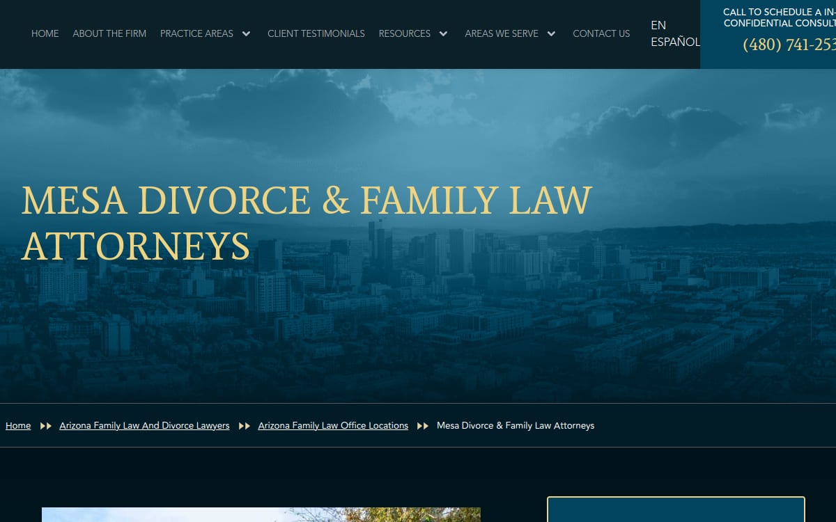 Genesis Family Law and Divorce Lawyers - Mesa AZ Office family lawyer website homepage