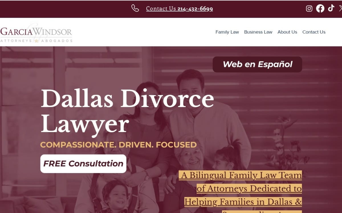 Garcia-Windsor, P.C. family lawyer website homepage