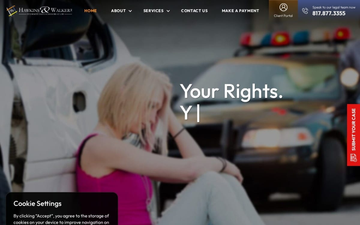 Hawkins & Walker, PC family lawyer website homepage