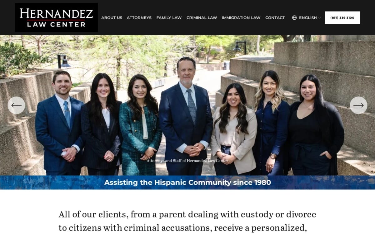 Hernandez Law Center family lawyer website homepage