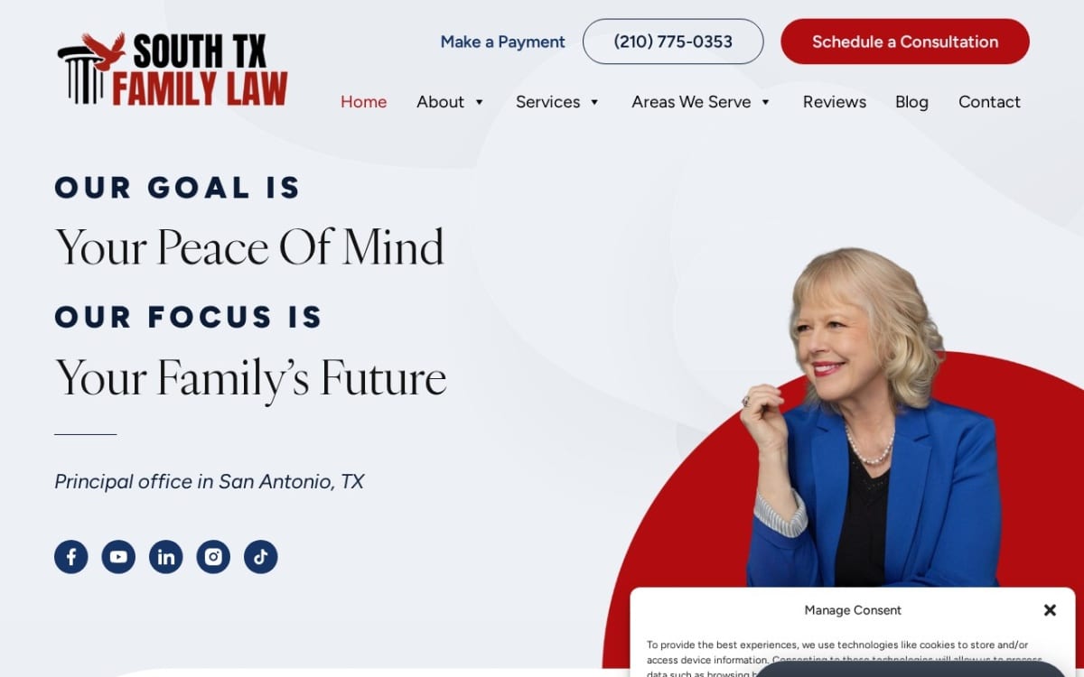 South TX Family Law family lawyer website homepage