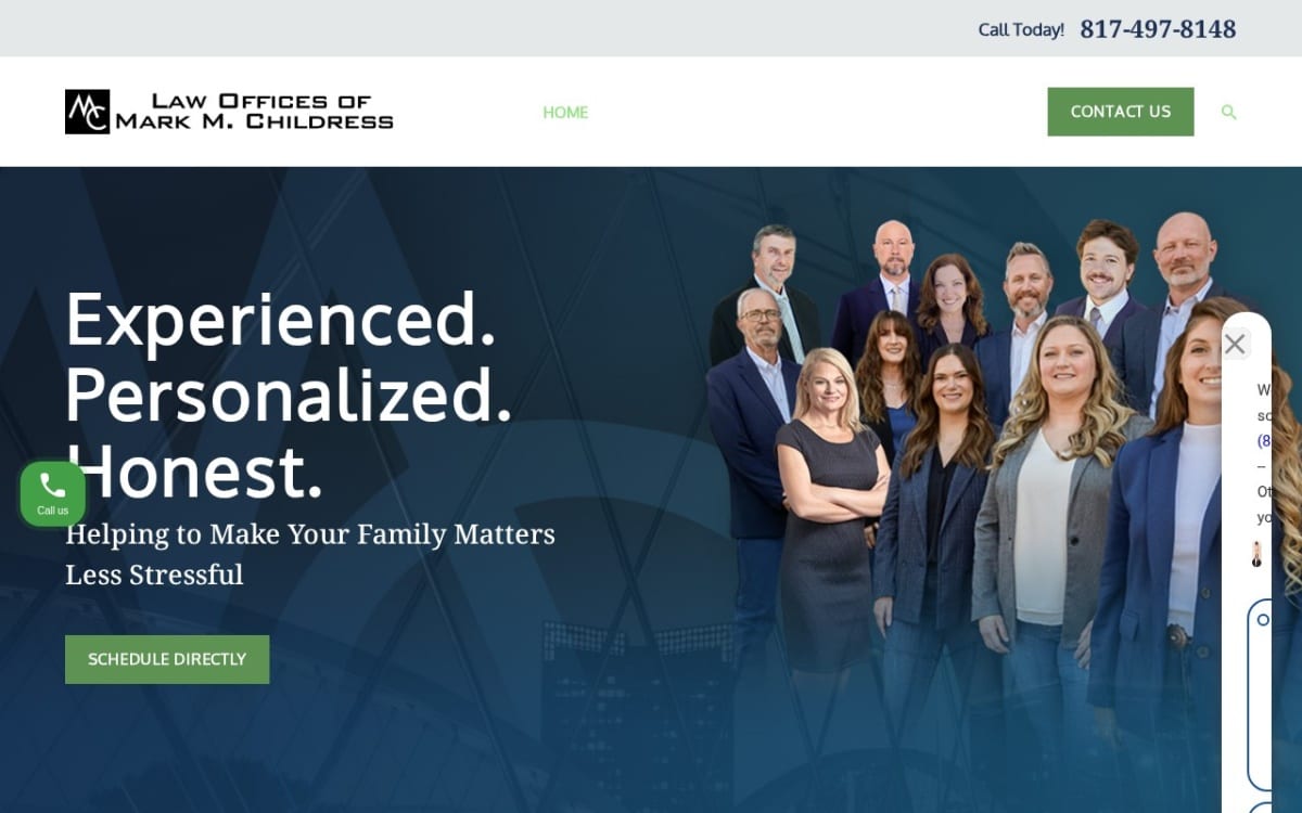 Law Offices of Mark M. Childress family lawyer website homepage