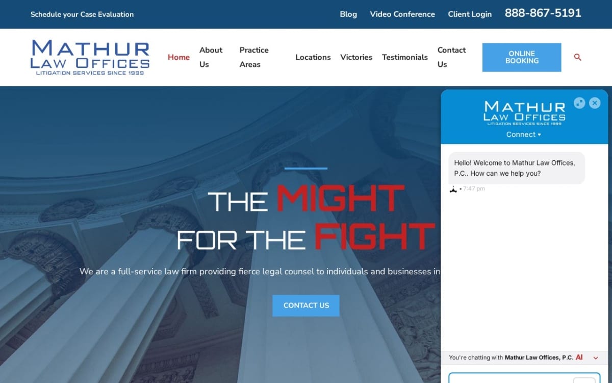 Mathur Law Offices, P.C. family lawyer website homepage