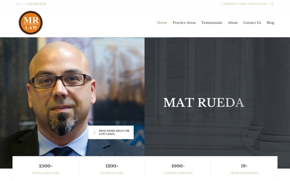 MAT RUEDA LAW FIRM family lawyer website homepage