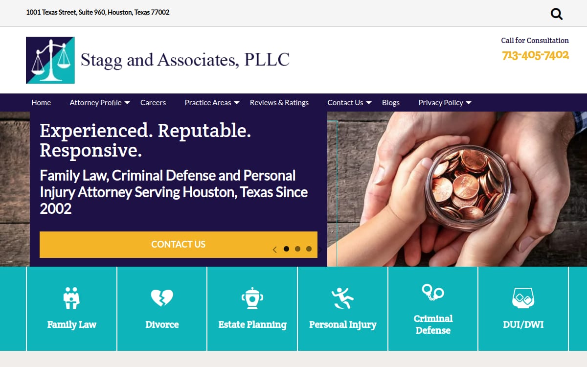 Stagg and Associates, PLLC family lawyer website homepage