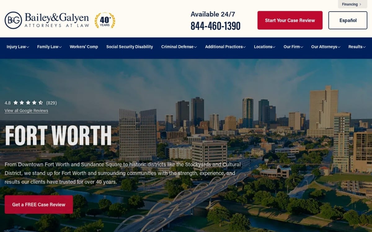 Bailey & Galyen Attorneys at Law family lawyer website homepage