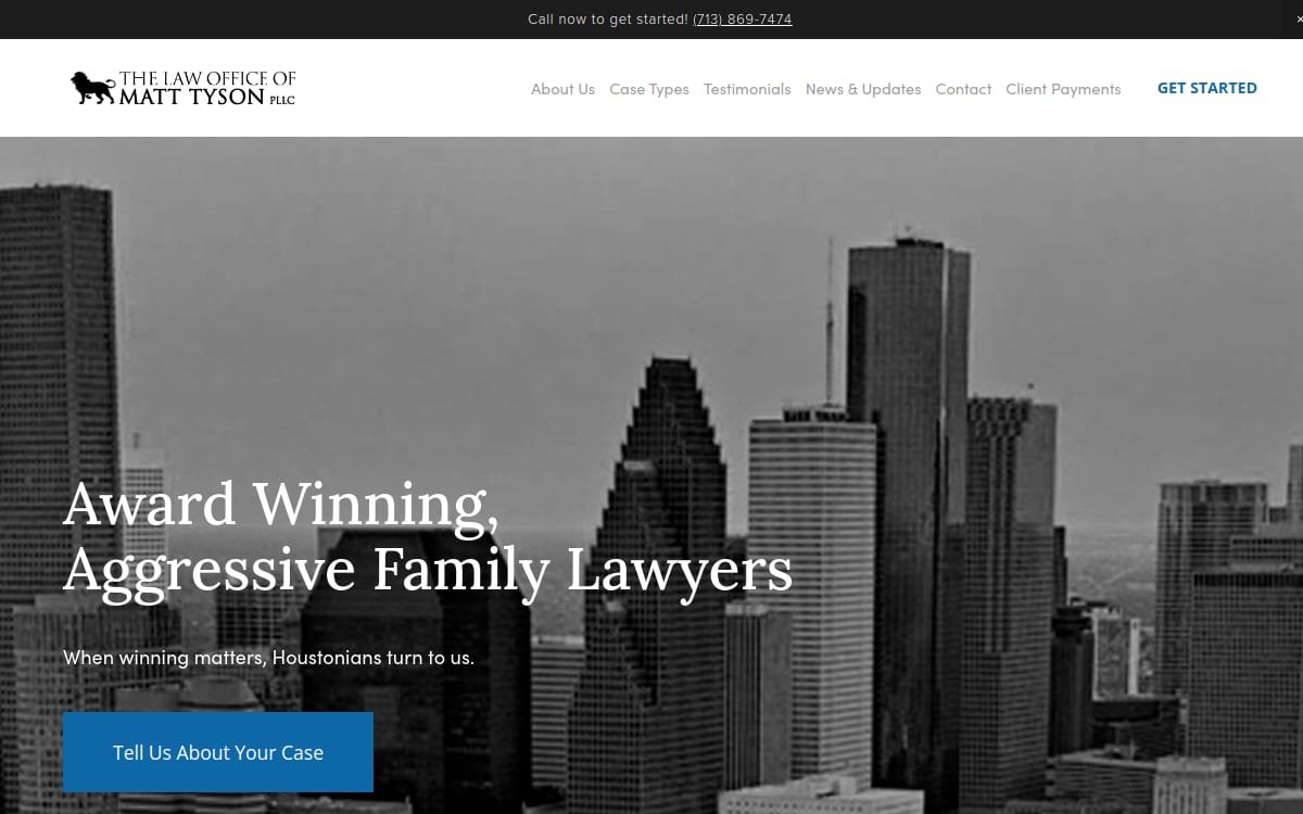 Law Office of Matt Tyson, PLLC family lawyer website homepage
