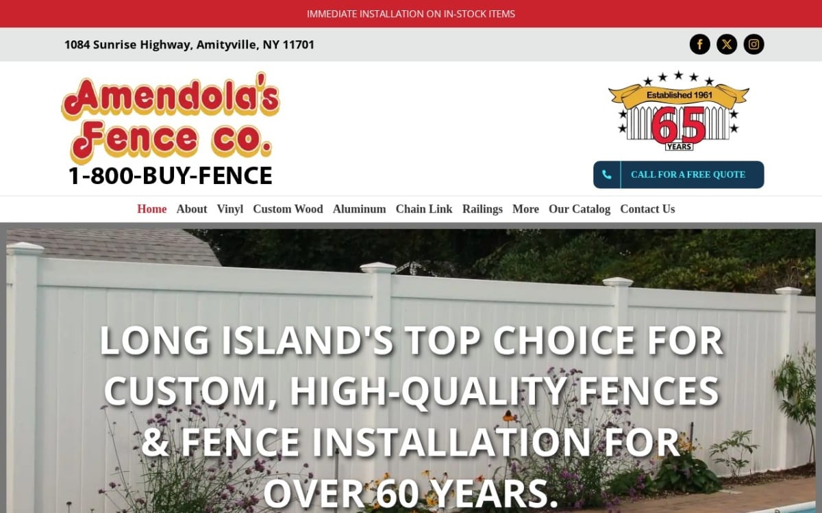 Amendola's Fence Company fence company website homepage
