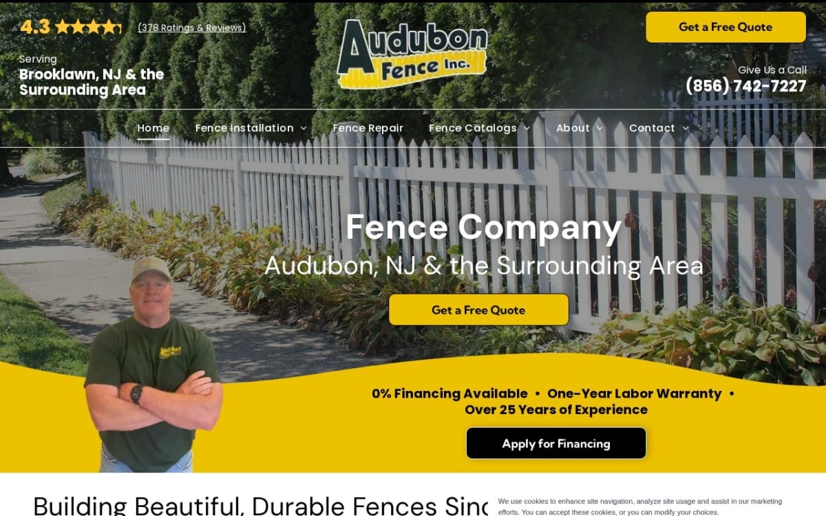 Audubon Fence fence company website homepage