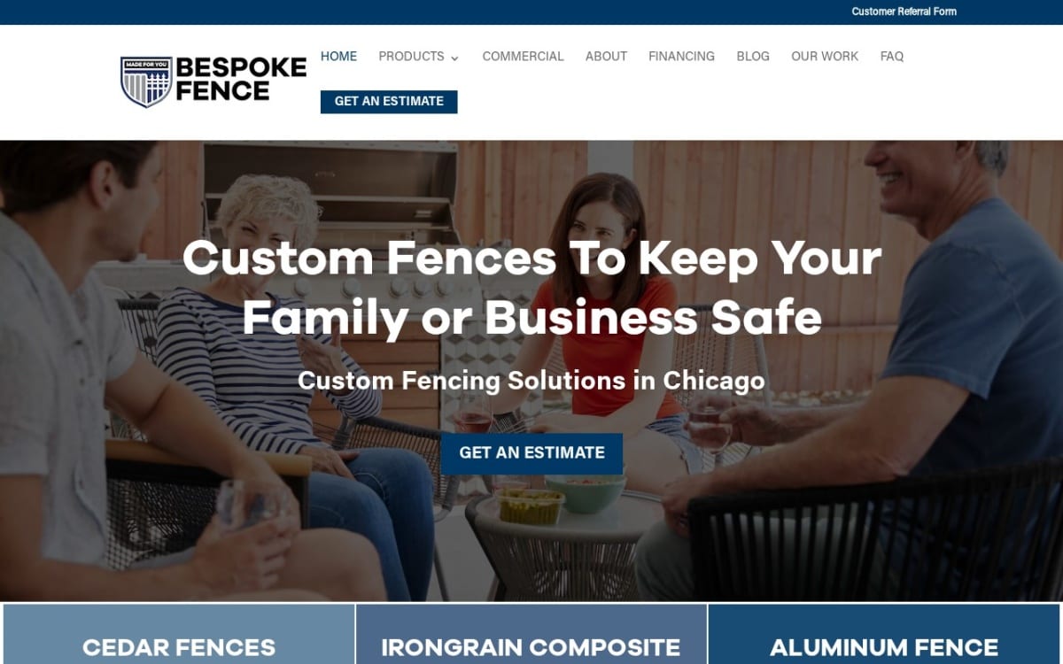 Bespoke Fence Company fence company website homepage