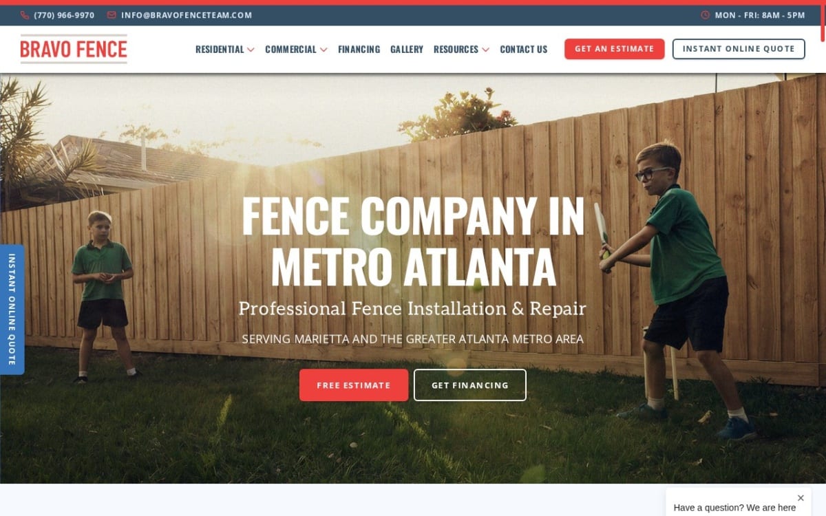 Bravo Fence Company fence company website homepage