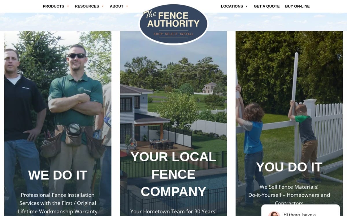 The Fence Authority fence company website homepage