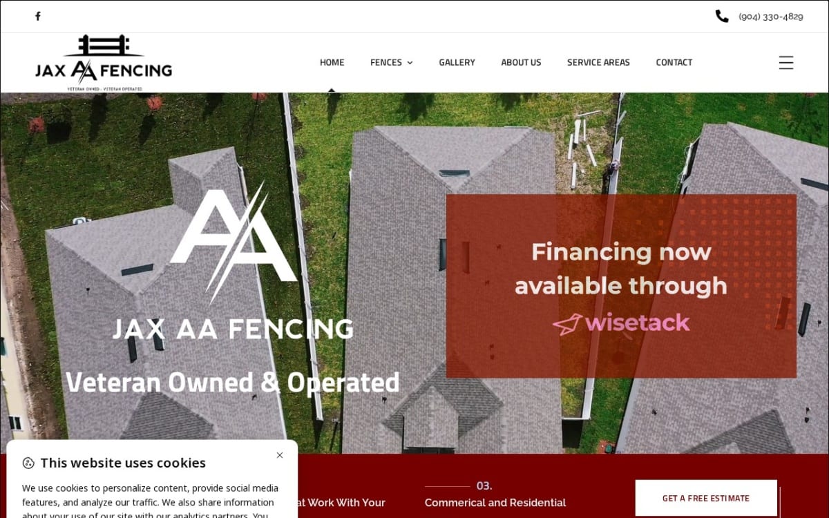 Jax AA Fencing fence company website homepage
