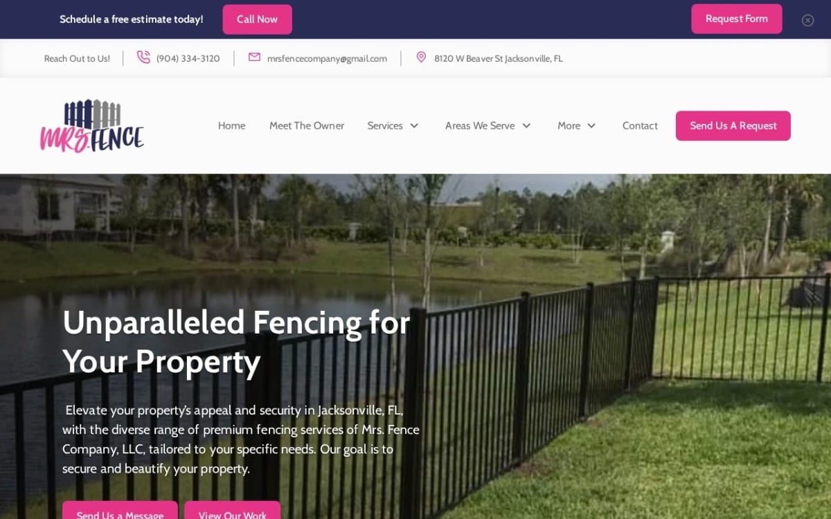 Mrs. Fence Company, LLC fence company website homepage