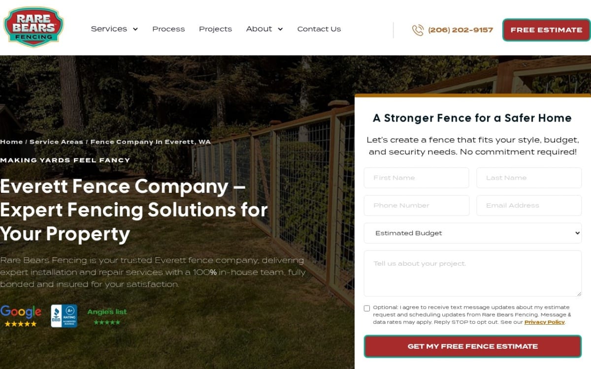 Rare Bears Fencing - Wood and Chainlink Contractor fence company website homepage