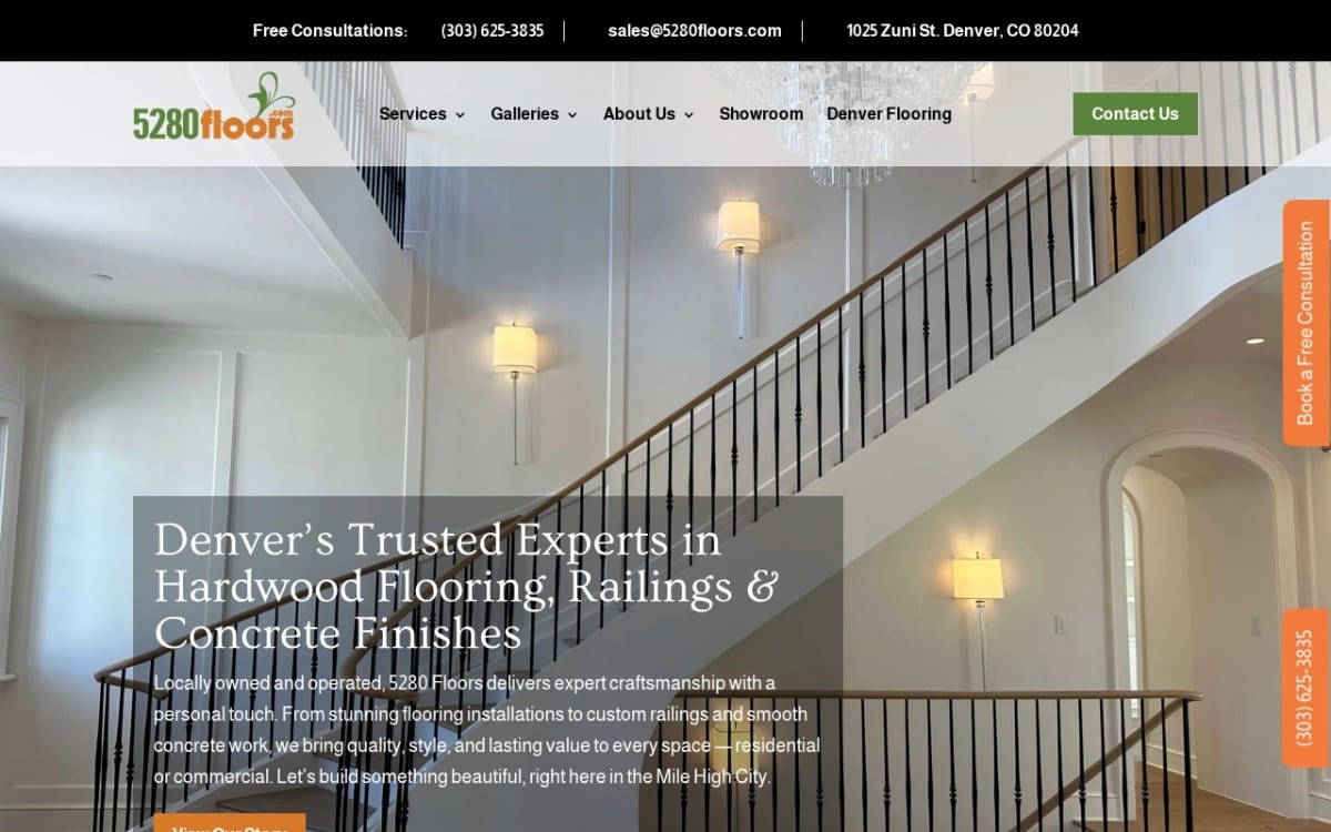 5280 Floors LLC flooring website homepage