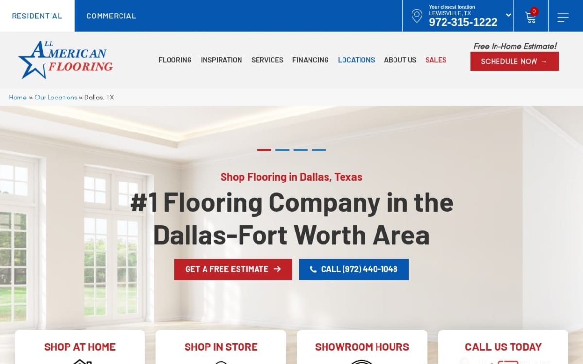 All American Flooring flooring website homepage