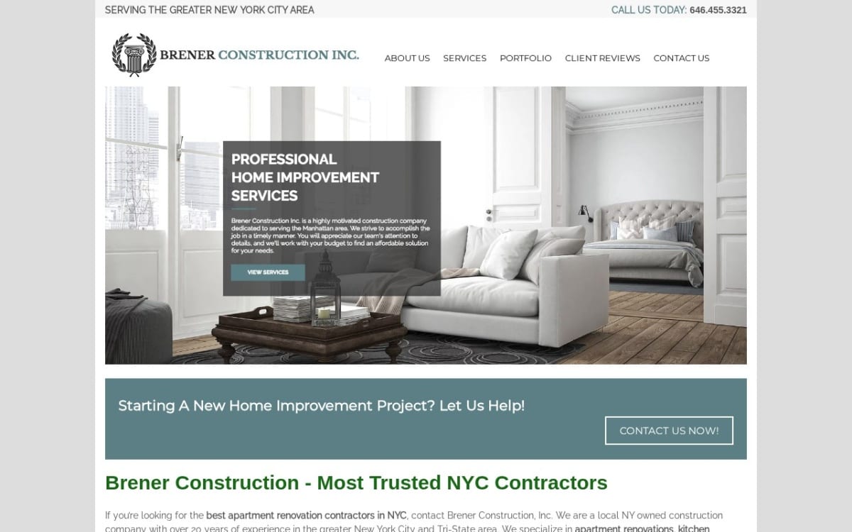 Brener Construction, Inc. @ Apartment Renovation NYC flooring website homepage
