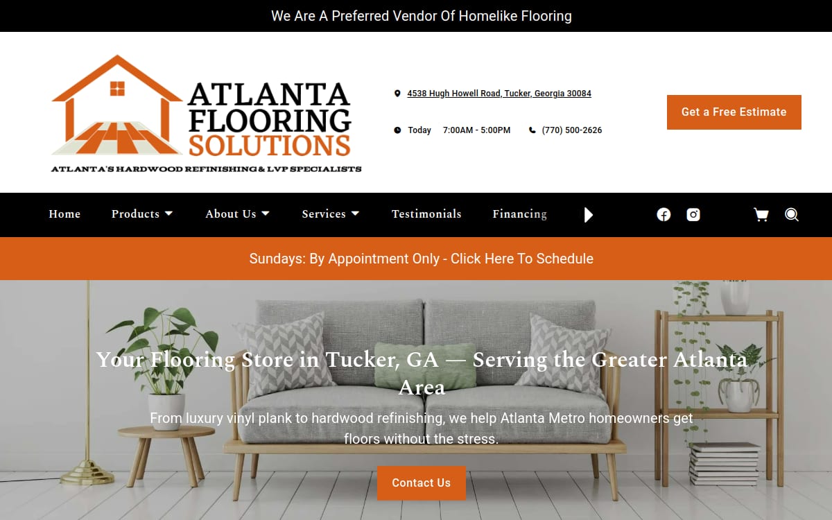 Atlanta Flooring Solutions flooring website homepage