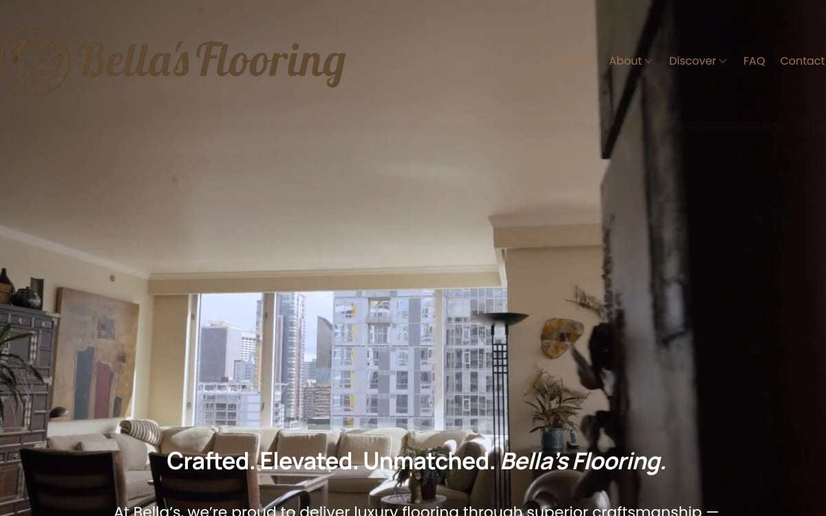 Bella's Flooring flooring website homepage