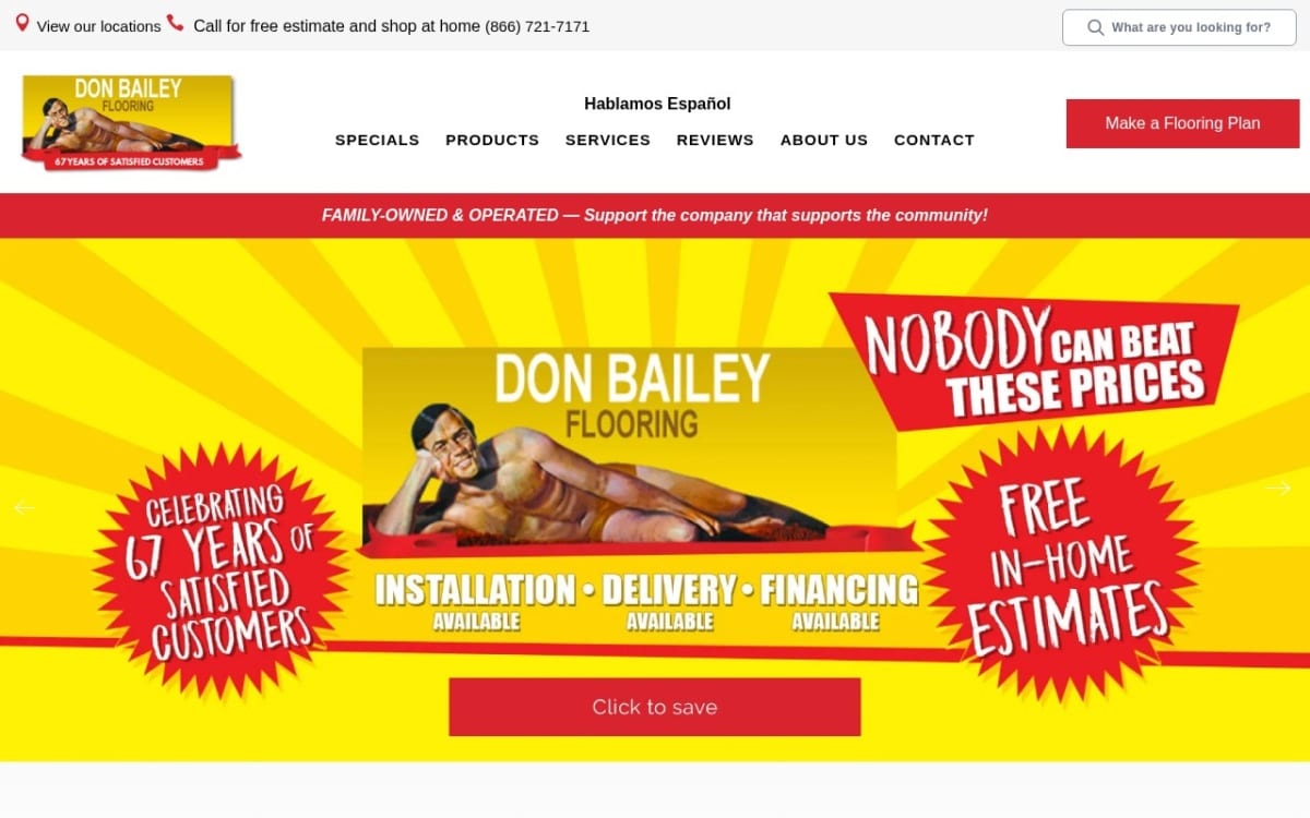 Don Bailey Carpets flooring website homepage