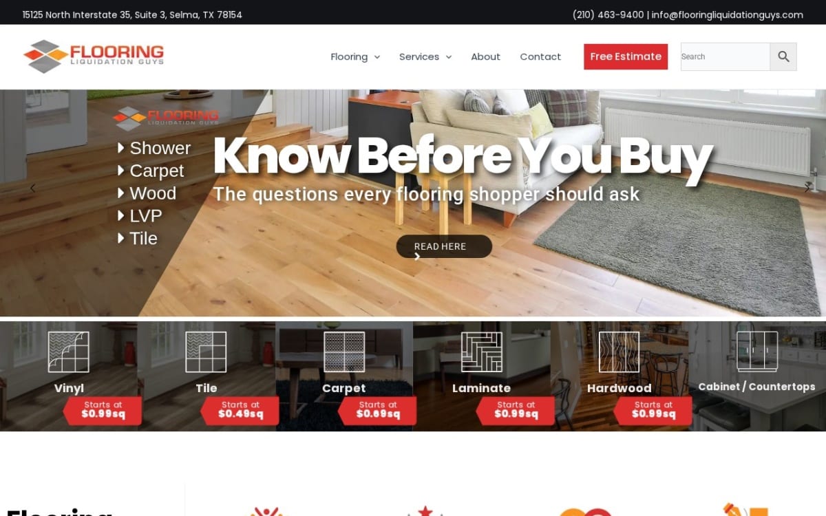 Flooring Liquidation Guys, Inc. flooring website homepage