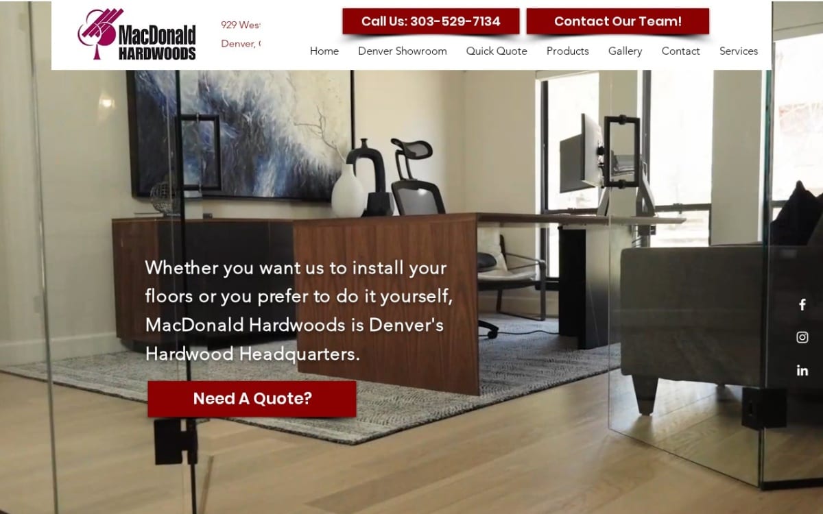 MacDonald Hardwoods flooring website homepage