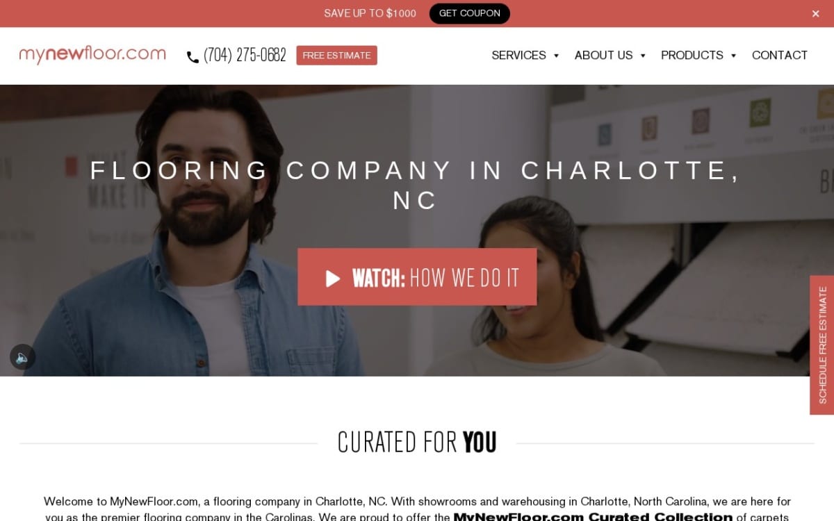 MyNewFloor.com flooring website homepage
