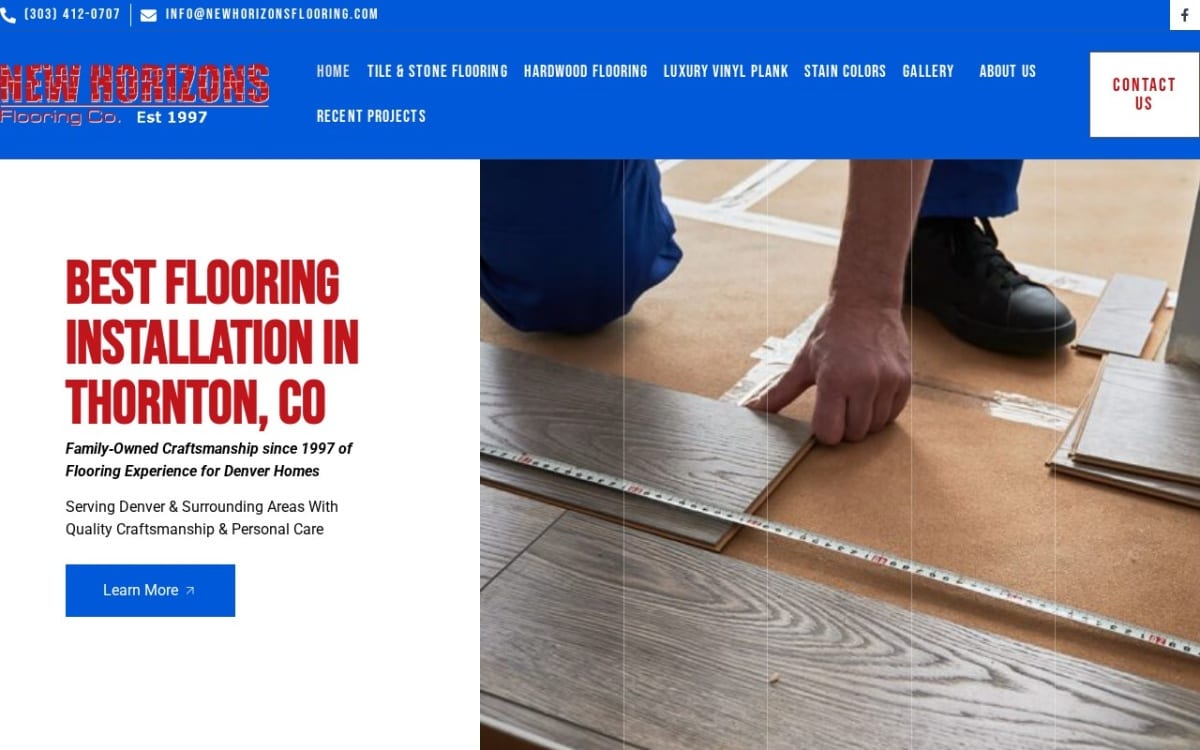 New Horizons Flooring flooring website homepage