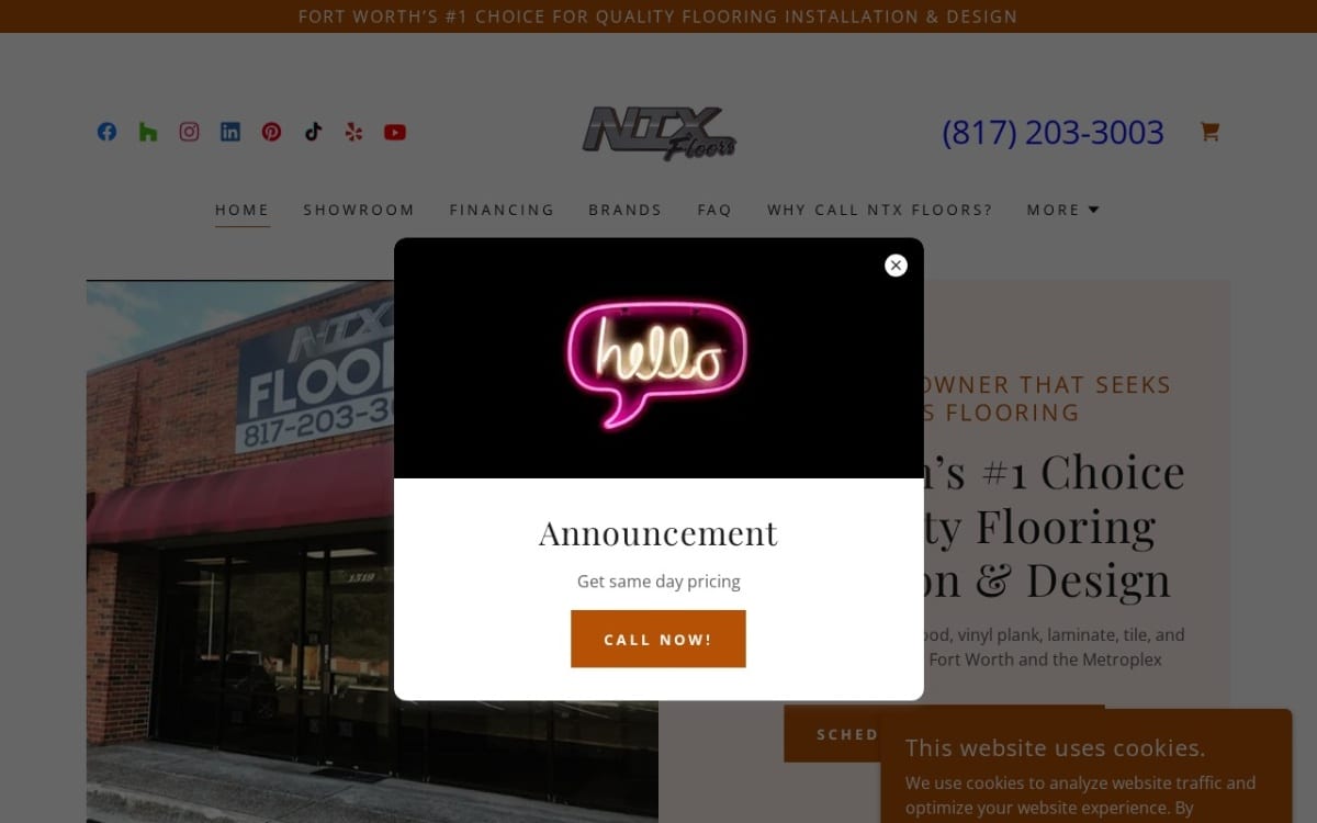 NTX Floors flooring website homepage