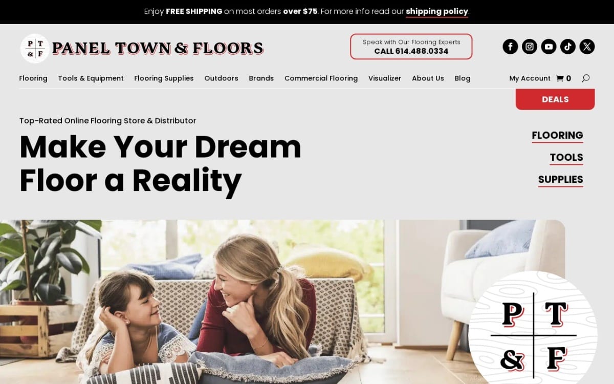 Panel Town & Floors flooring website homepage