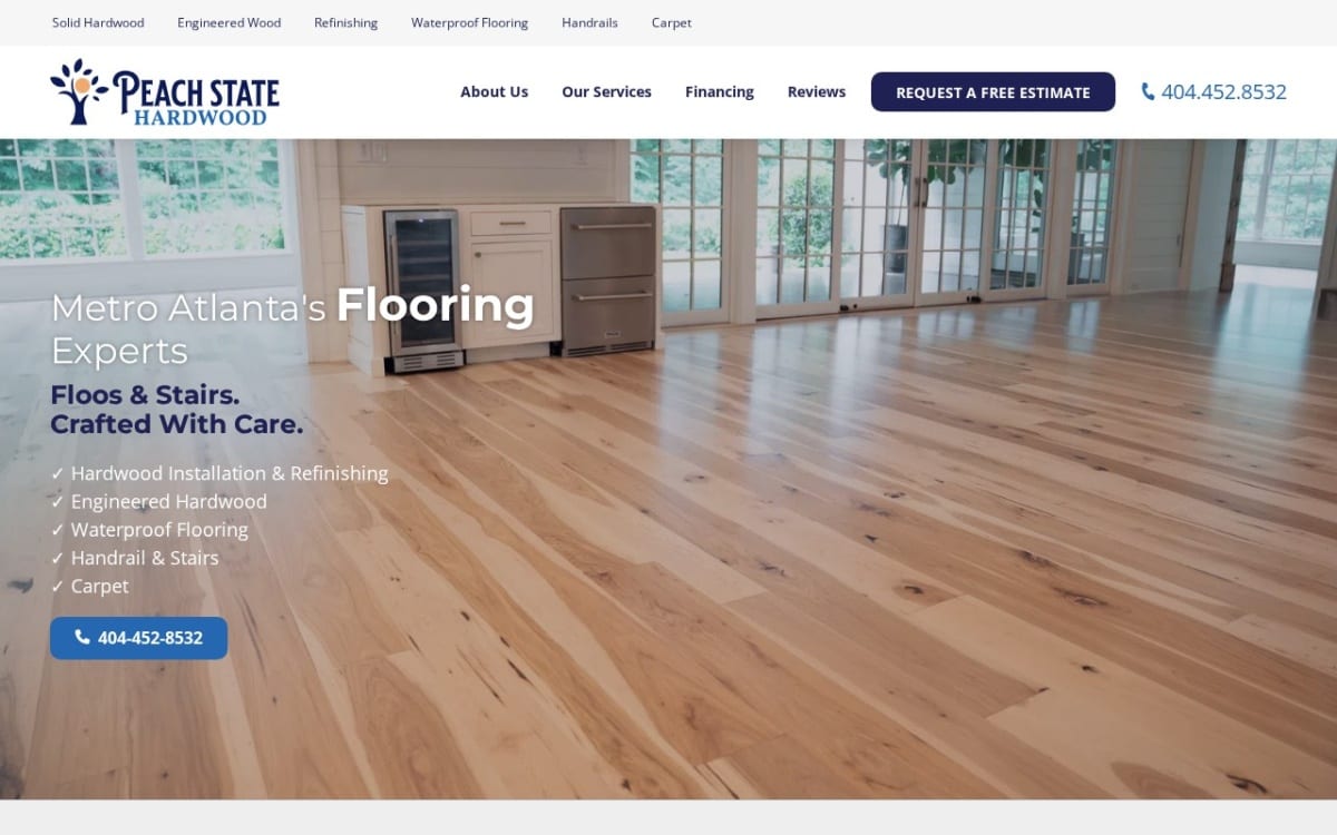 Peach State Hardwood Floors flooring website homepage