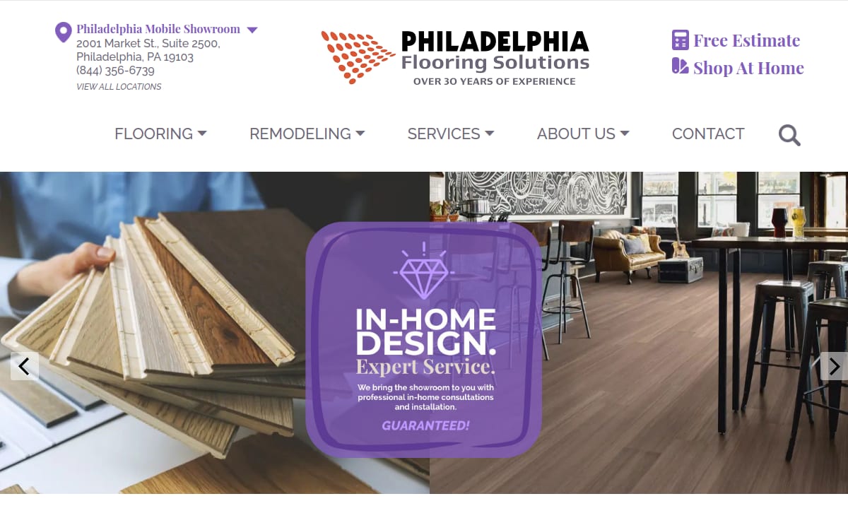 Philadelphia Flooring Solutions flooring website homepage