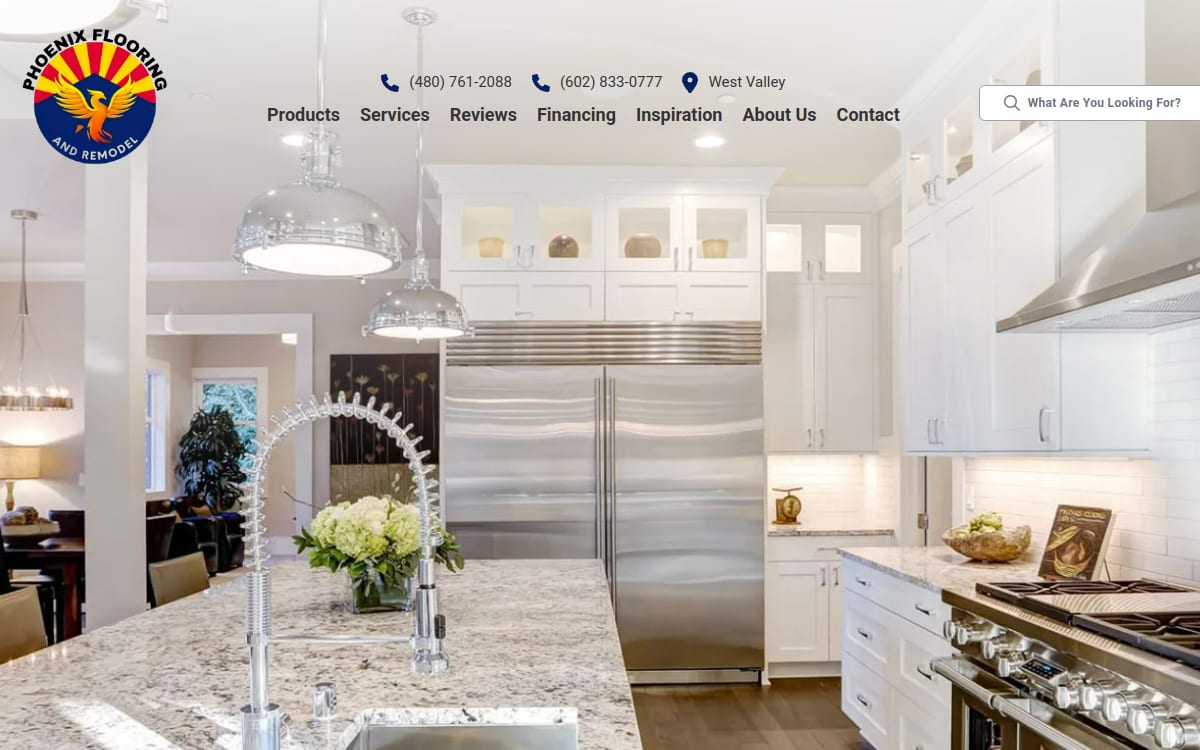Phoenix Flooring and Remodel flooring website homepage