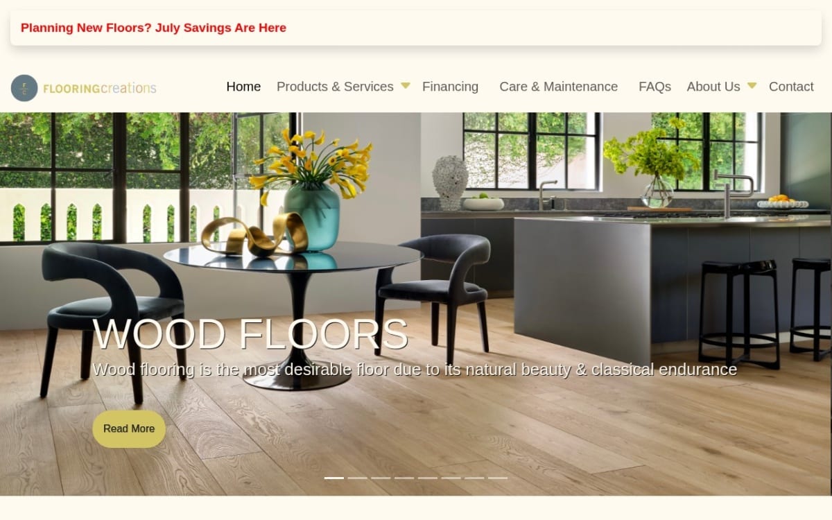 Flooring Creations, Inc. flooring website homepage