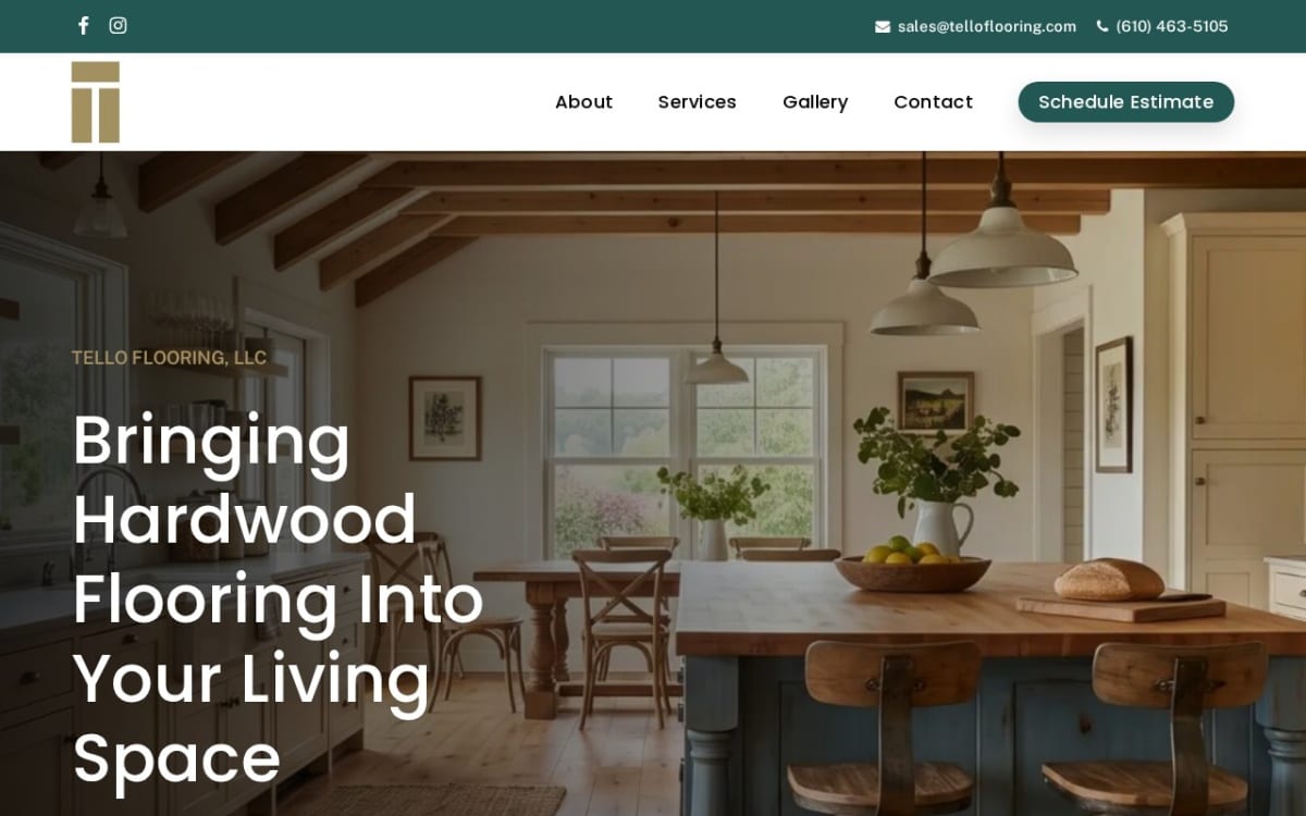 Tello Flooring, LLC flooring website homepage