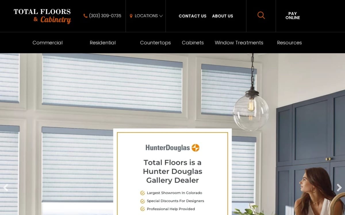 Total Floors & Cabinetry flooring website homepage