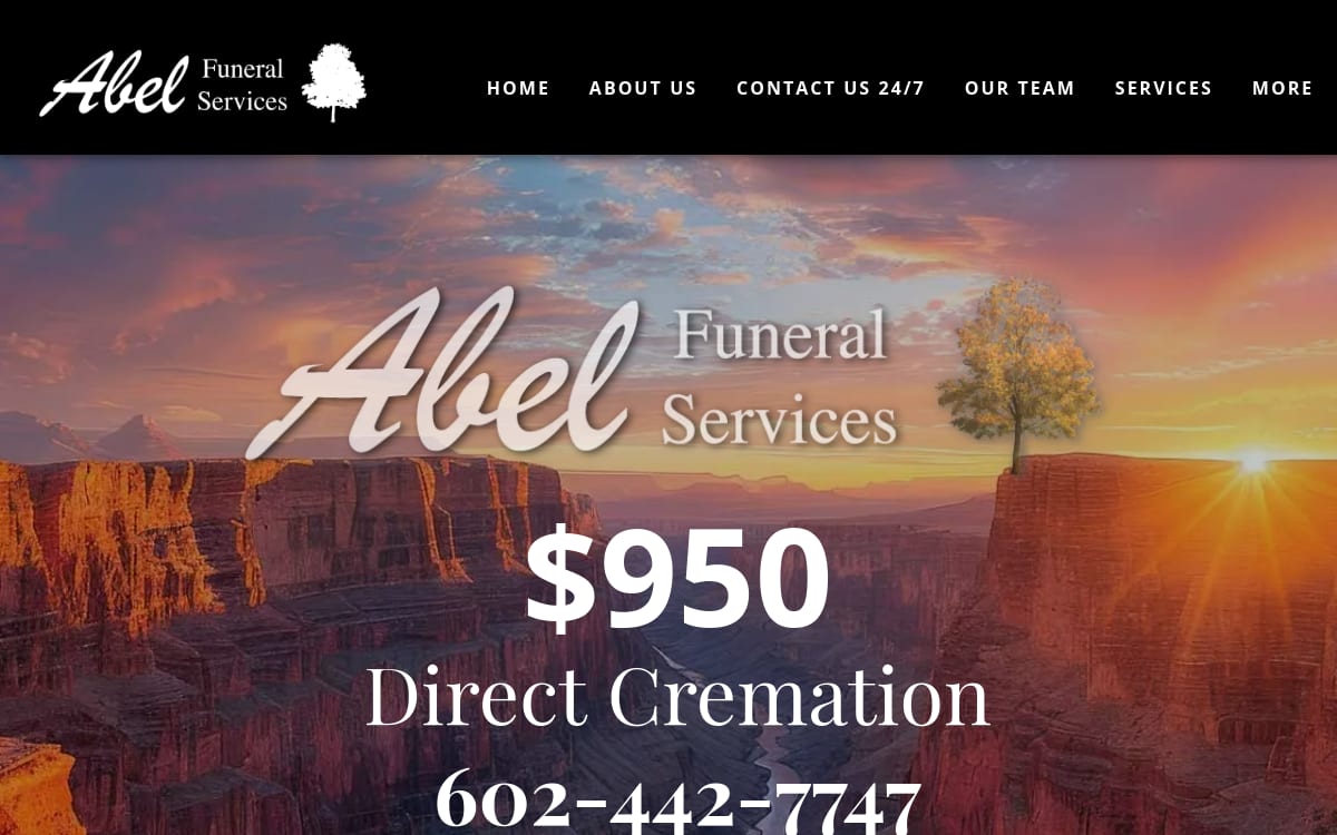 Abel Funeral Services funeral home website homepage