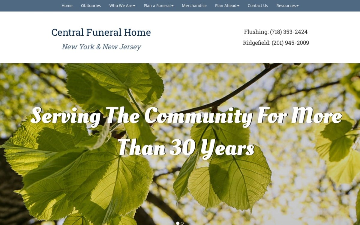 Central Funeral Home Inc funeral home website homepage