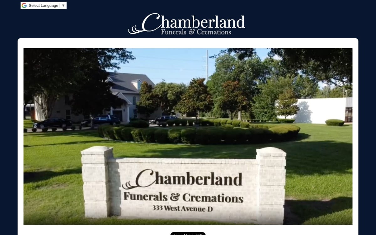 Chamberland Funerals & Cremations funeral home website homepage