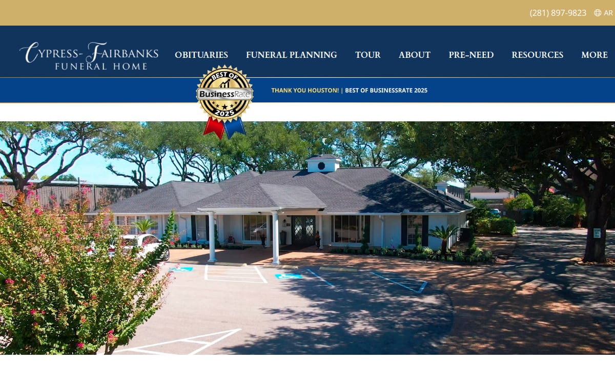 Cypress-Fairbanks Funeral Home funeral home website homepage